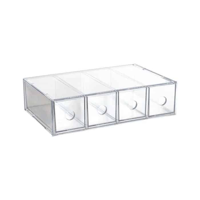 Schreibtisch-Organizer aus Acryl mit 4 Schubladen, stapelbare Brillenvitrine, Aufbewahrungsbox für Make-up-Pinsel und Schreibwaren, 27x17.5x7.3cm – Bild 1