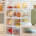 Schreibtisch-Organizer aus Acryl mit 4 Schubladen, stapelbare Brillenvitrine, Aufbewahrungsbox für Make-up-Pinsel und Schreibwaren, 27x17.5x7.3cm – Bild 5