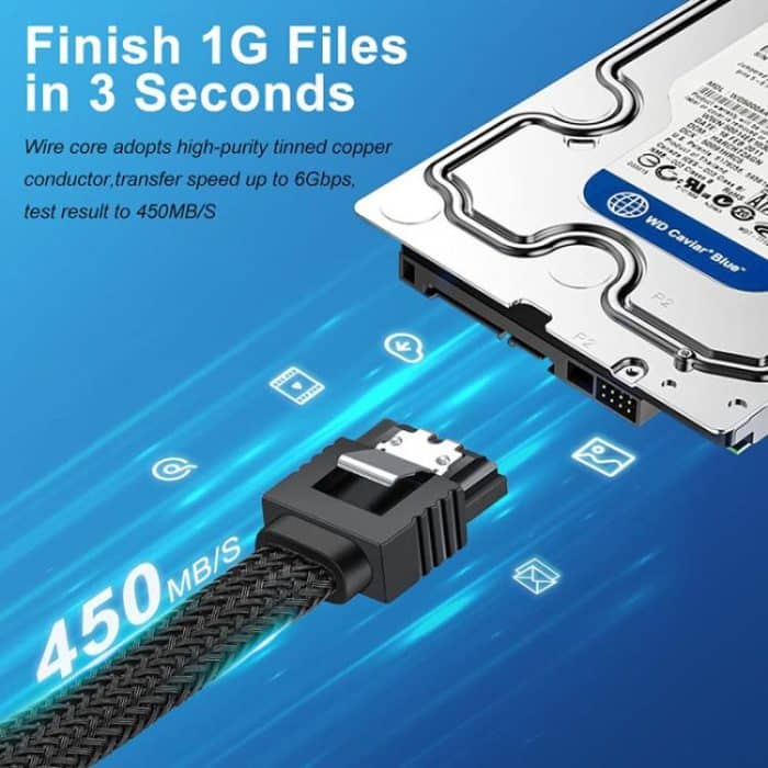 SATA3.0 mit Aluminiumfolienschild geflochtenes Kabelgehäuse Computer-Festplatten-Stromkabel, 0.5m – Bild 6