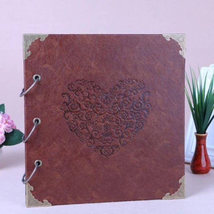 TBD0605767601.jpg 16 zoll Kunst Vintage Leder Fotoalbum DIY Hand-geklebt Fotoalbum Binder Bild Sammelalbum, 26x27cm – Bild 1