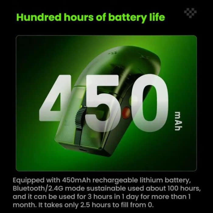 8BitDo Retro R8 Grün durchscheinende kabellose Maus mit Ladestation – Bild 7