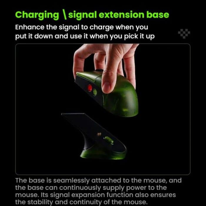 8BitDo Retro R8 Grün durchscheinende kabellose Maus mit Ladestation – Bild 10