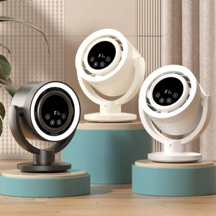 F168 Intelligenter Sprach-Desktop-Umwälzventilator Touchscreen-Schüttelkopf Hohe Rotationsgeschwindigkeit Rotorloser Nachtlichtventilator – Bild 2