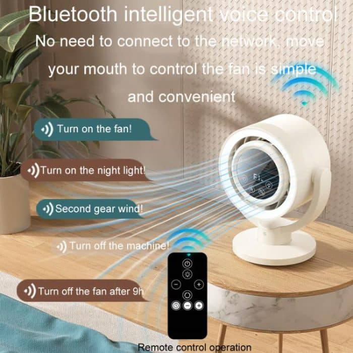 F168 Intelligenter Sprach-Desktop-Umwälzventilator Touchscreen-Schüttelkopf Hohe Rotationsgeschwindigkeit Rotorloser Nachtlichtventilator – Bild 13