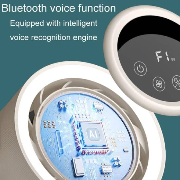 F168 Intelligenter Sprach-Desktop-Umwälzventilator Touchscreen-Schüttelkopf Hohe Rotationsgeschwindigkeit Rotorloser Nachtlichtventilator – Bild 5