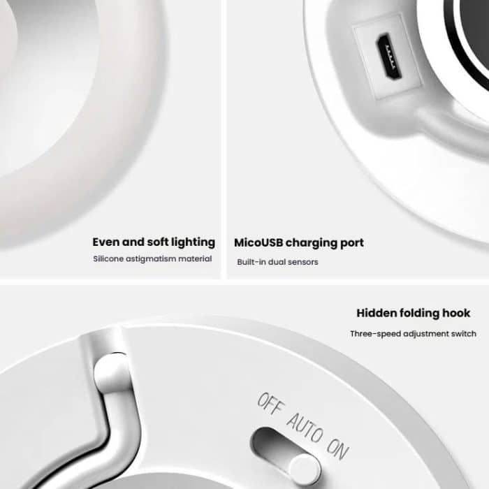 LED-Bewegungsmelderleuchte mit versteckten Haken, Klebepads und Magnet – Bild 7