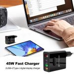 2 USB + 2 Typ-C Digital Display Handy Multi-Port Ladegerät, EU Plug Black, US Plug Black, UK Plug Black, EU Plug White, US Plug White, UK Plug White – Bild 3