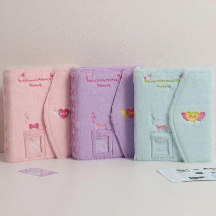 Hisocute Besticktes Plüsch-Magnetalbum mit sechs Löchern, A5-Kartenalbum, Ordner, Aufbewahrungsbroschüre für Studenten, A5 Album (Blue Cover), A5 Album (Black Cover), A5 Album (Purple Cover) – Bild 5