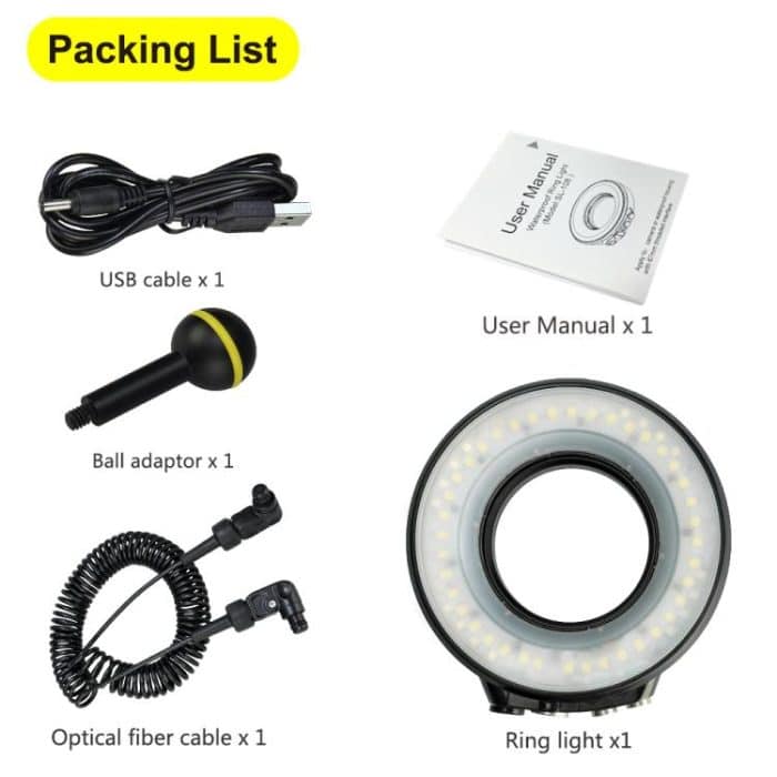 SeaFrogs SL-108 40 m wasserdichtes Tiefenringlicht, Unterwasserfotografie-Fülllicht, 5 Lichtmodi, SL-108 Black, SL-108 Red – Bild 7