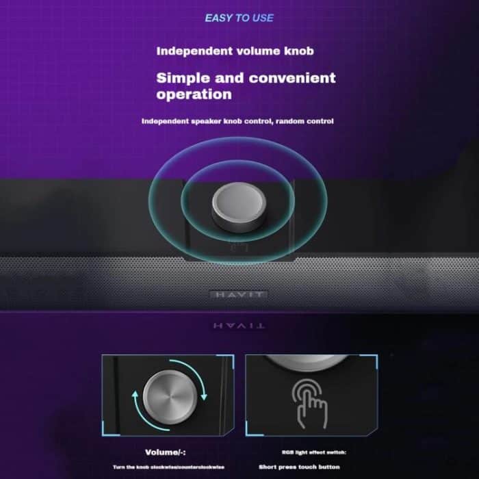 Havit M19 RGB-Lichteffekt-Desktop-Computer-Kabellautsprecher, Black Standard Version, White Standard Version, Black Bluetooth Version, Bluetooth Microphone Version – Bild 6