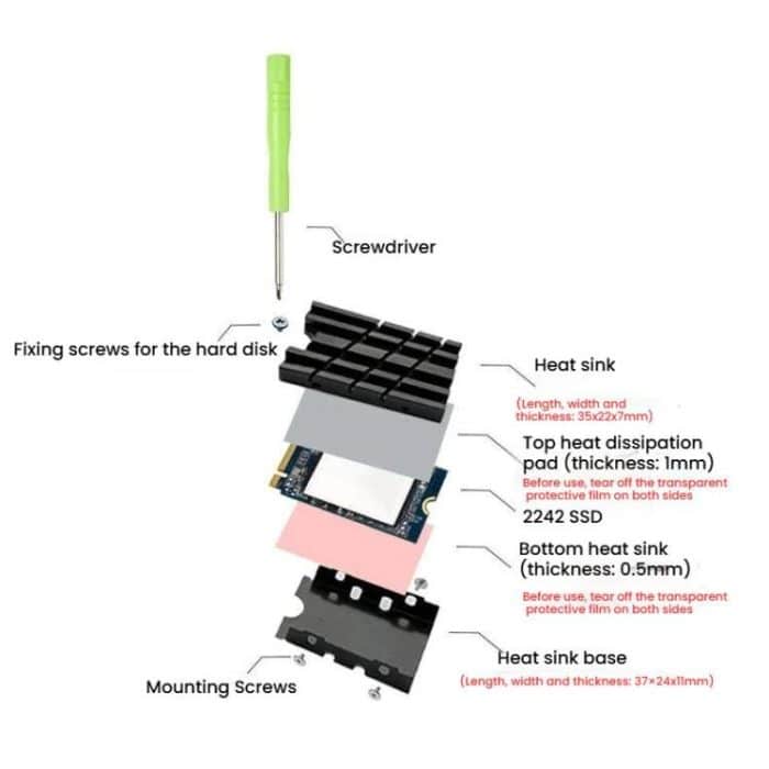FinalCool M.2 2242 SSD Solid State Drive Kühlkörper Aluminiumkühler, M.2 2242 Black – Bild 7