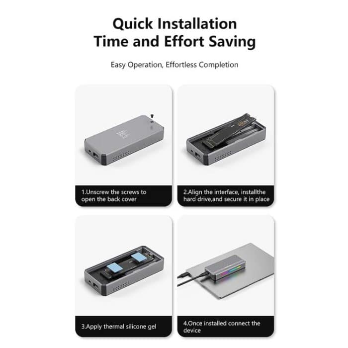 Blueendless M.2 Nvme SSD Box 40Gbps Festplattenleser, USB4 Box, USB4 Box with RGB Lights + Fan – Bild 7