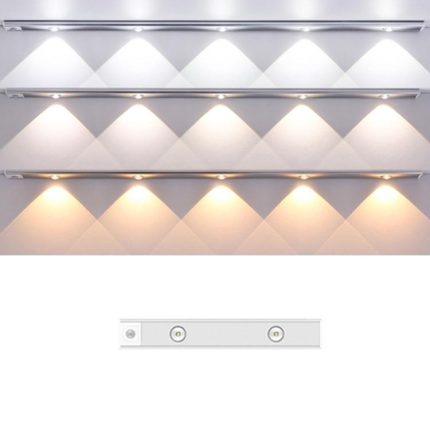Wiederaufladbare Bewegungssensor-Lichtleiste, Schrank-Garderobenlampe mit Fernbedienung, 20cm, 30cm, 40cm, 60cm, 80cm