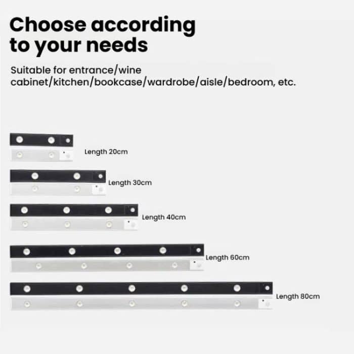 Wiederaufladbare Bewegungssensor-Lichtleiste, Schrank-Garderobenlampe mit Fernbedienung, 20cm, 30cm, 40cm, 60cm, 80cm – Bild 11