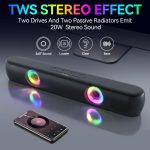 T-WOLF B320 TWS RGB Bluetooth 5.0 Speaker Desktop Soundbar Subwoofer Support USB / AUX / TF / FM, B320 – Bild 4