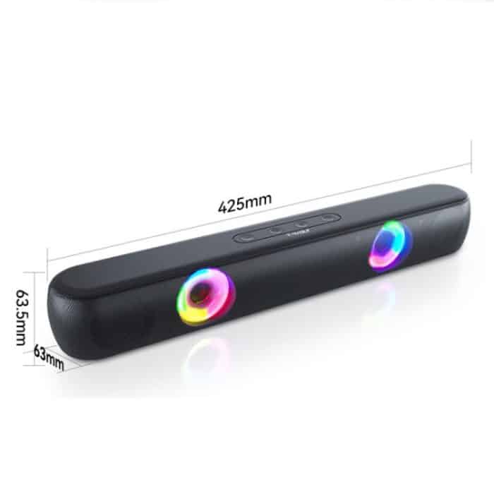 T-WOLF B320 TWS RGB Bluetooth 5.0 Speaker Desktop Soundbar Subwoofer Support USB / AUX / TF / FM, B320 – Bild 9