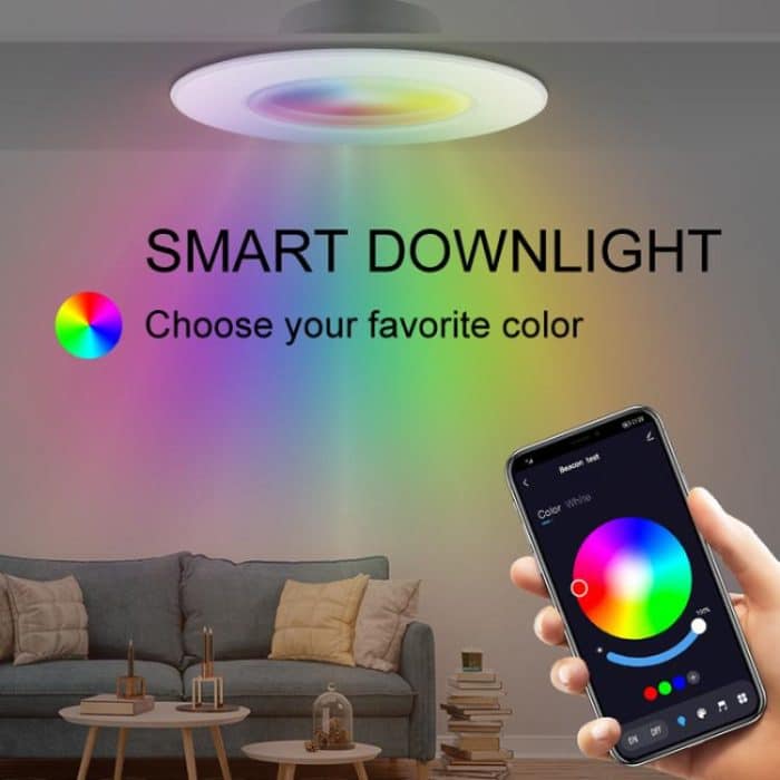 Tuya Bluetooth Smart Ceiling Lamp Round Recessed RGBCW Color Changing Dimmable Ceiling Light, Tuya Bluetooth 10W 85-265V – Bild 5