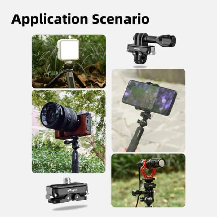 aMagisn Mini Quick Release Mount for Sports Cameras, 2-claw Base+1/4 Inch Cover, 2-claw Base+3-claw Cover, 1/4 Inch Base + 1/4 Inch Cover, 1/4 Inch Base+3-claw Cover, 2-claw Main Body, 1/4 Inch Main Body, 1/4 Upper Cover, 3-claw Upper Cover – Bild 11
