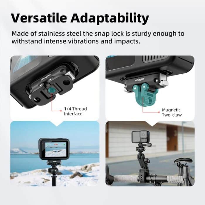 aMagisn Mini Quick Release Mount for Sports Cameras, 2-claw Base+1/4 Inch Cover, 2-claw Base+3-claw Cover, 1/4 Inch Base + 1/4 Inch Cover, 1/4 Inch Base+3-claw Cover, 2-claw Main Body, 1/4 Inch Main Body, 1/4 Upper Cover, 3-claw Upper Cover – Bild 8