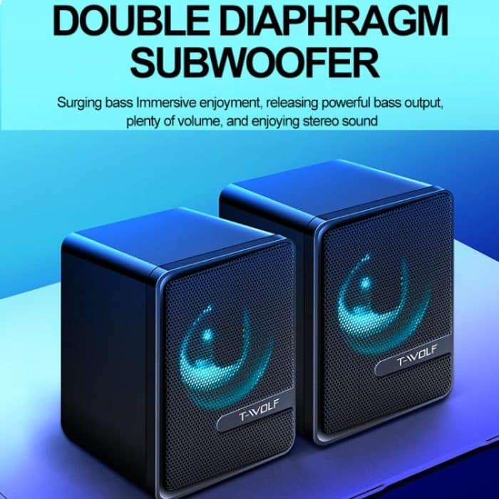 T-WOLF S3 USB/3.5mm Desktop Speakers For Phone / PC / Laptop Dual Diaphragm Subwoofer Sound System, S3 – Bild 4