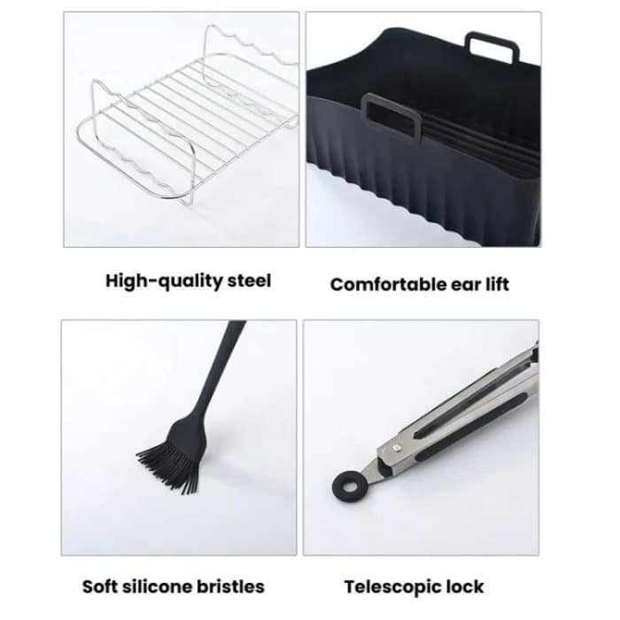 Air Fryer Accessories Set Airfryer Mold Liner Reusable Oven Grill Baking Rack, 20 In 1, 22 In 1, 25 In 1 – Bild 7