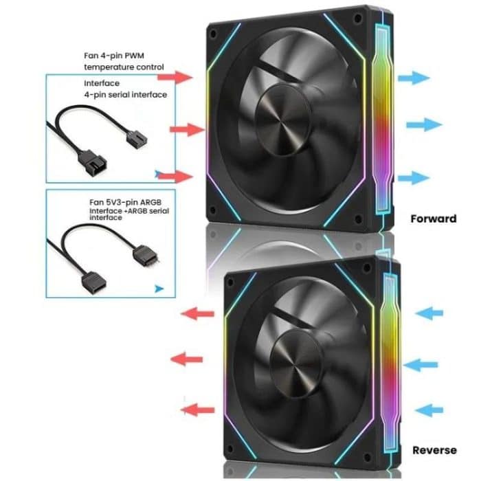 4RS 12cm Computer  Case Fan with Infinity Mirror ARGB Thermal Control & Ultra Quiet Cooling – Bild 3