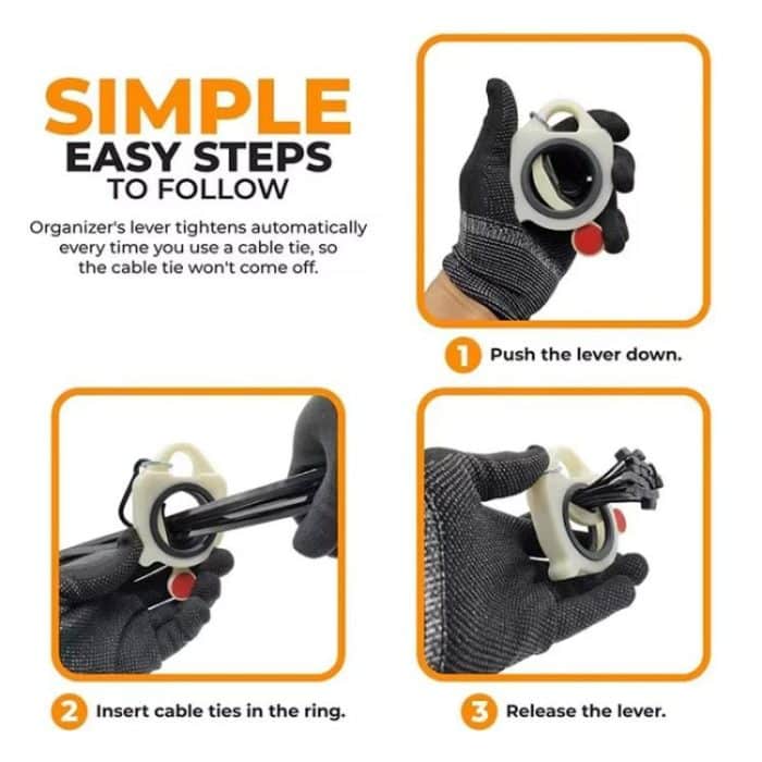 Night Light Tie Organizer Portable Hardware Tool Storage Device, White Organizer, White Organizer+10 Black Ties – Bild 4