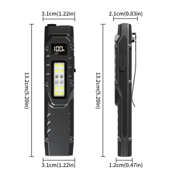 Mini Portable Self-Defense Three-Light Source Flashlight With Pen Clip – Bild 3