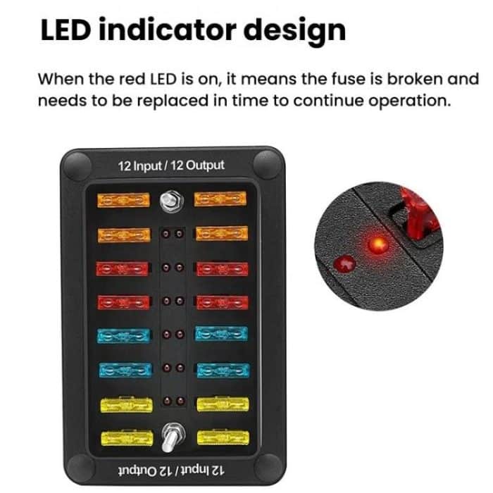 One In And One Out 12-Way Fuse Box LED Indicator With Sticker, ZH-1704B2 – Bild 7