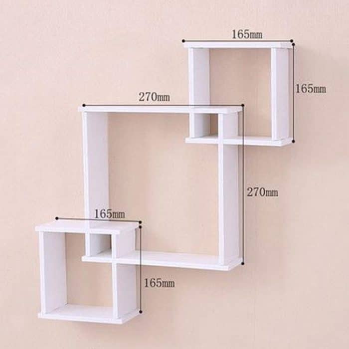 Wall Shelf 3 Square Rack Simple Display Rack Background Wall Decoration Shelf – Bild 3