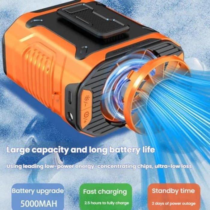 Portable Outdoor Hanging Waist Fan 100 Speeds Cooling Camping Neck Fan Long Life Charging Cooler – Bild 6