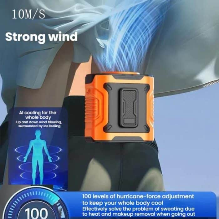 Portable Outdoor Hanging Waist Fan 100 Speeds Cooling Camping Neck Fan Long Life Charging Cooler – Bild 8