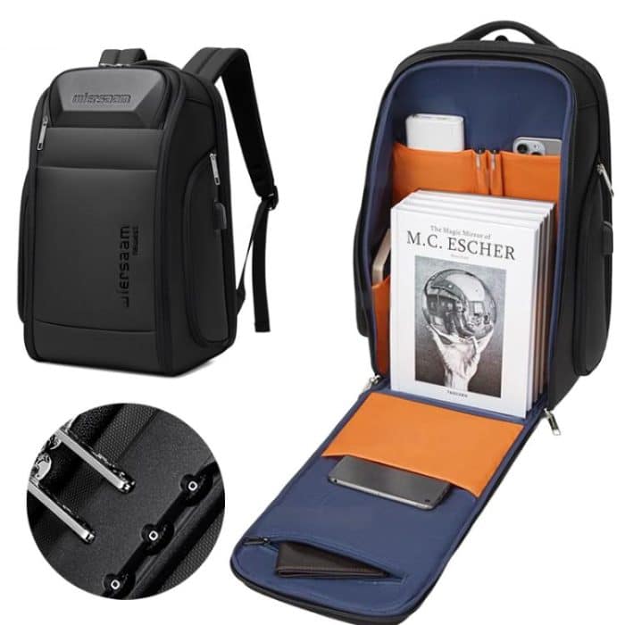 Wiersaam Men Waterproof Anti-Theft Business Backpack Travel Laptop Bag With USB Charging Port & Password Lock, Large, Middle, Small – Bild 2