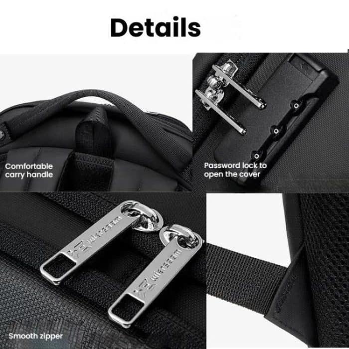 Wiersaam Men Waterproof Anti-Theft Business Backpack Travel Laptop Bag With USB Charging Port & Password Lock, Large, Middle, Small – Bild 9