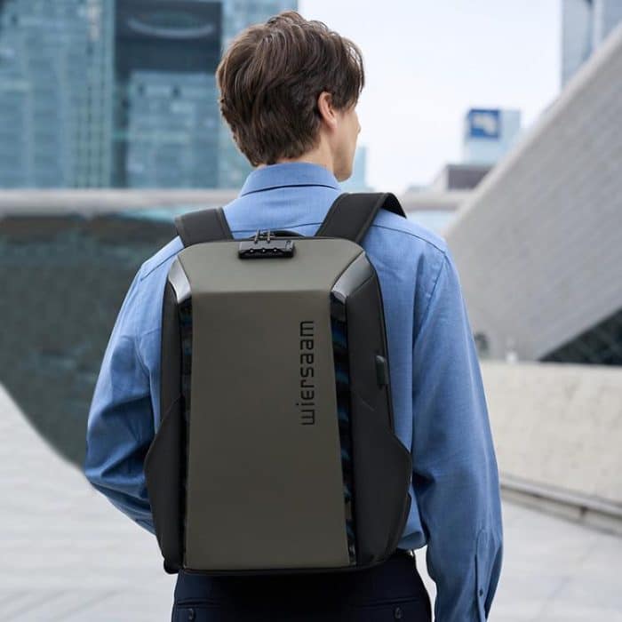 Wiersaam WY1350 Men Anti-Theft Business Backpack Laptop Bag For Travel With Password Lock, WY1350 Gray – Bild 2