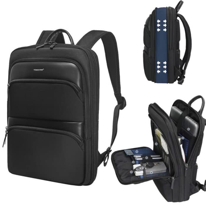 Men Expandable Waterproof Lightweight Laptop Backpack With Floating Zipper, Tigernu T-B9121  15.6 Inch, Tigernu T-B9121  17 Inch – Bild 2
