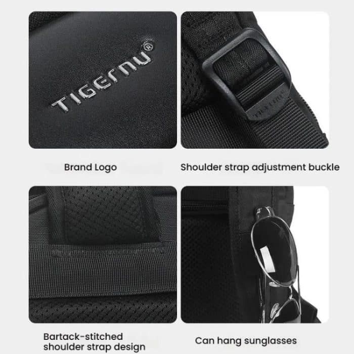 Men Expandable Waterproof Lightweight Laptop Backpack With Floating Zipper, Tigernu T-B9121  15.6 Inch, Tigernu T-B9121  17 Inch – Bild 11