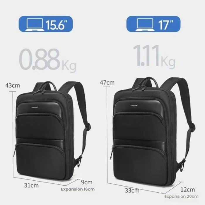 Men Expandable Waterproof Lightweight Laptop Backpack With Floating Zipper, Tigernu T-B9121  15.6 Inch, Tigernu T-B9121  17 Inch – Bild 12