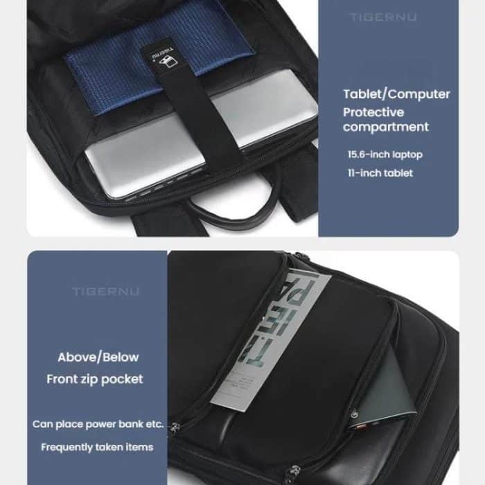 Men Expandable Waterproof Lightweight Laptop Backpack With Floating Zipper, Tigernu T-B9121  15.6 Inch, Tigernu T-B9121  17 Inch – Bild 7