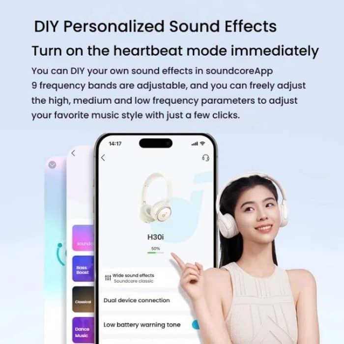 Soundcore H30i A3012 Headband Wireless Bluetooth Headset – Bild 15