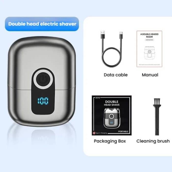 Portable Mini Dual Head Electric Shaver for Men - LCD Display, Floating Blades, Waterproof, USB-C Rechargeable – Bild 10