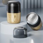 Wood Grain Electric Shaver Rechargeable Men Shaver with 6 Stainless Steel Blades, Waterproof Washable Head & High-Power Motor for Smooth Shaving, 2207
