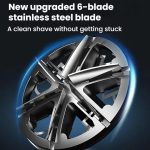 Wood Grain Electric Shaver Rechargeable Men Shaver with 6 Stainless Steel Blades, Waterproof Washable Head & High-Power Motor for Smooth Shaving, 2207 – Bild 4