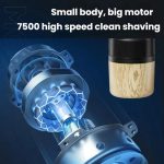 Wood Grain Electric Shaver Rechargeable Men Shaver with 6 Stainless Steel Blades, Waterproof Washable Head & High-Power Motor for Smooth Shaving, 2207 – Bild 6