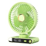 F6 LED Smart Digital Display 5-speed Wind Speed Desktop Night Light Fan, Basic Green, Basic White, Shaking Head Green, Shaking Head White