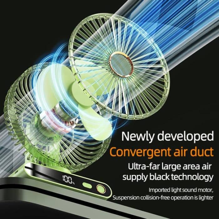 F6 LED Smart Digital Display 5-speed Wind Speed Desktop Night Light Fan, Basic Green, Basic White, Shaking Head Green, Shaking Head White – Bild 6