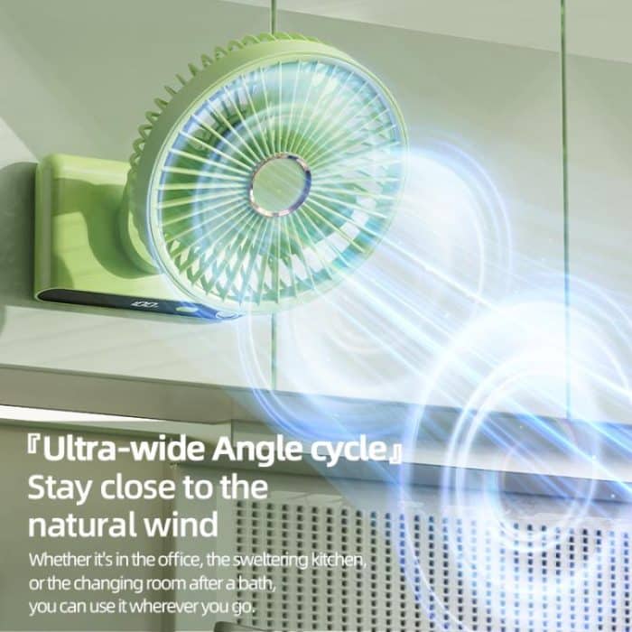 F6 LED Smart Digital Display 5-speed Wind Speed Desktop Night Light Fan, Basic Green, Basic White, Shaking Head Green, Shaking Head White – Bild 7