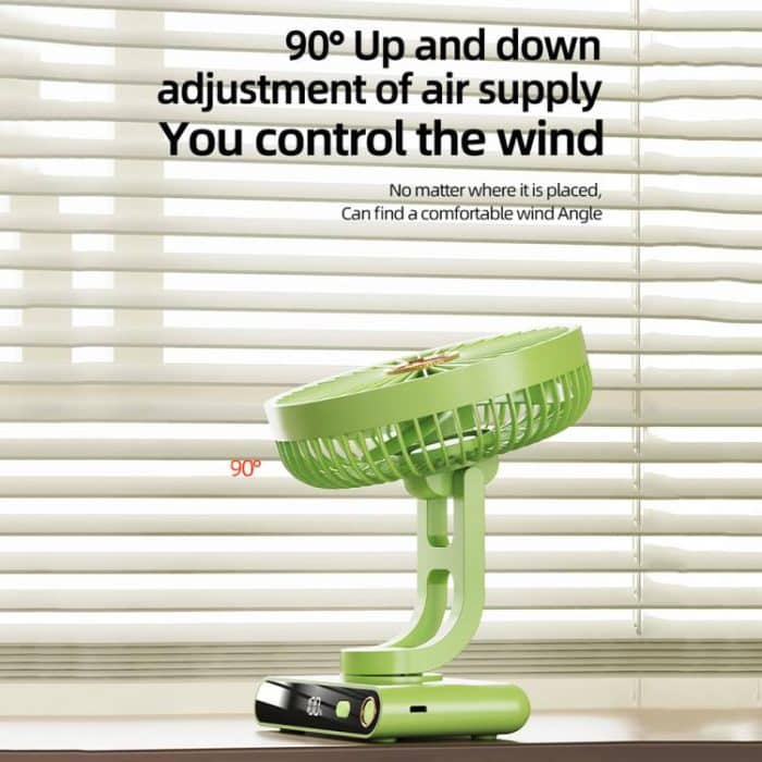 F6 LED Smart Digital Display 5-speed Wind Speed Desktop Night Light Fan, Basic Green, Basic White, Shaking Head Green, Shaking Head White – Bild 8