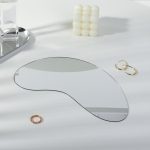 Acrylic Mirror Reflective Tray Display Jewelry Photo Props Photography Background Decoration, 27x12cm Crescent, 24x14cm Corrugated, 22x17cm Irregular Shape