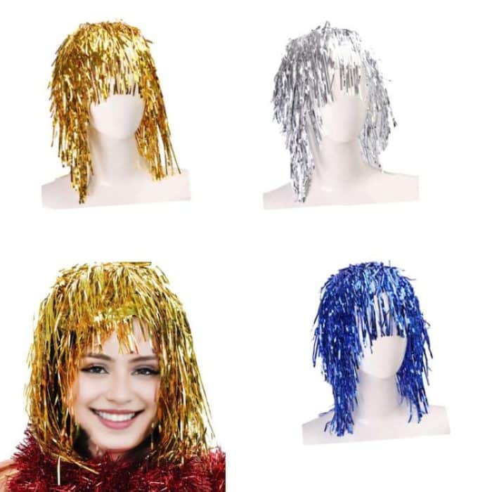 3pcs Cosplay Disco Wigs Foil Tinsel Shiny Party Hats Funny Atmosphere Festive Decoration Performance Props – Bild 2